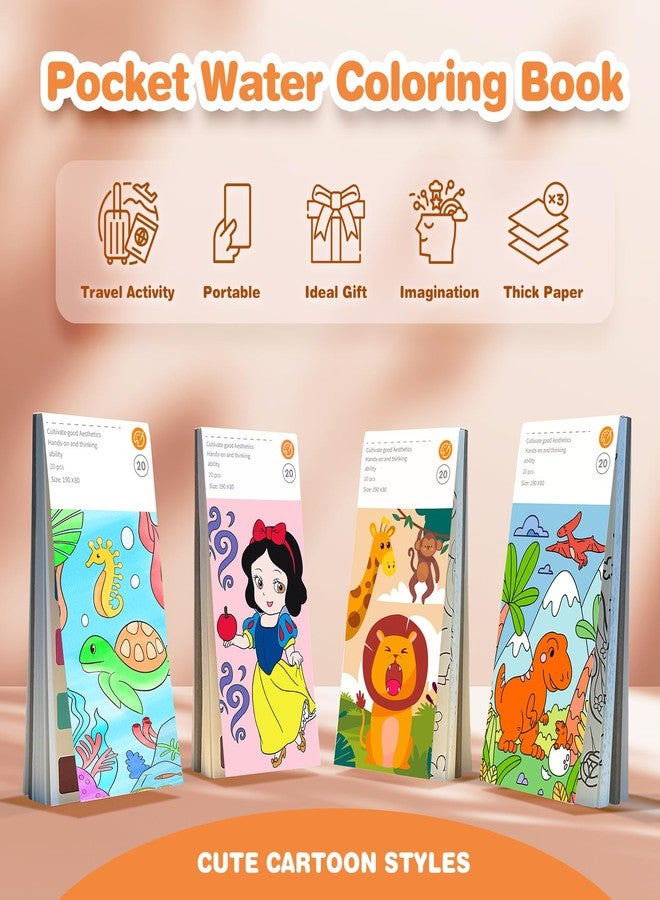 ZHOC Paint with Water Coloring Books for Kids, Pocket Mess Free Watercolor Painting Sets for Kids Ages 3 4 5 6 7 8+, Water Color Paint Set Arts and Crafts Gift for Boys Girls, 4 Pack - Image 2